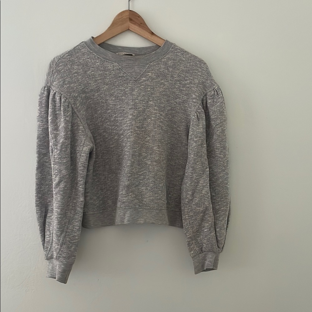 Ulla Johnson Light Gray Ribbed Crewneck Sweatshirt